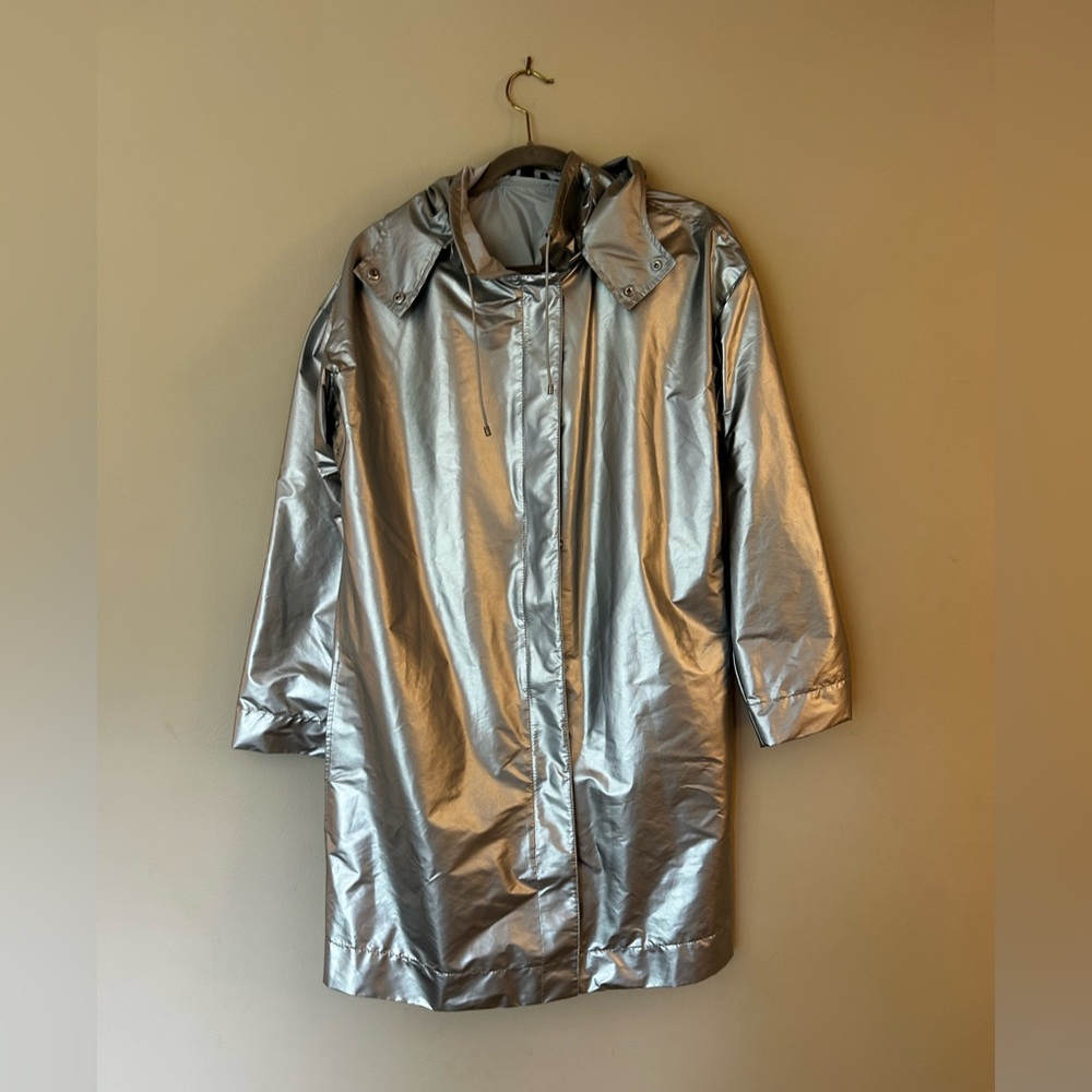 Worth Metallic Silver Rain Coat